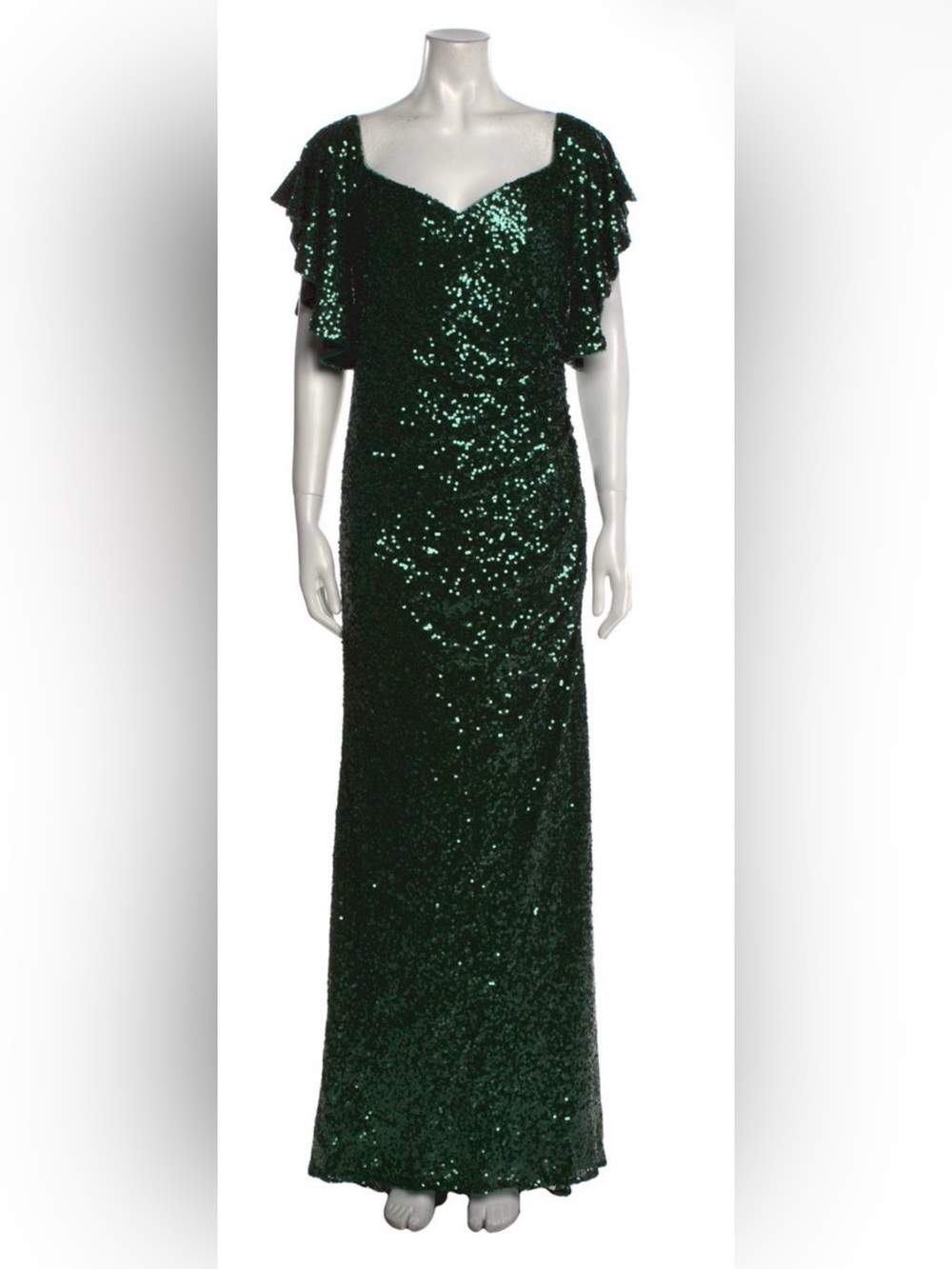 Badgley Mischka V Neck Long Sequin Dress